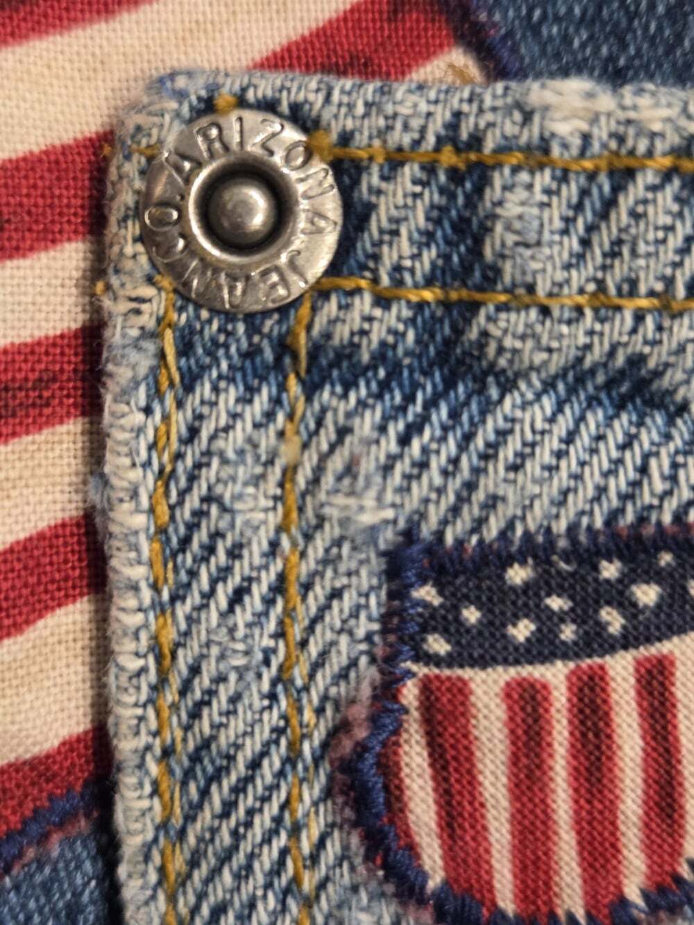 Vintage 90s Arizona Jean Co Denim Vest Patriotic Americana Eagle Flag Quilted M - Picture 8 of 11